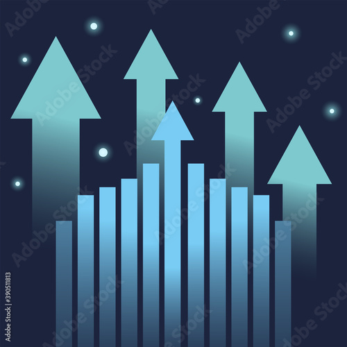 bars chart with increse arrow gradient style icon vector design