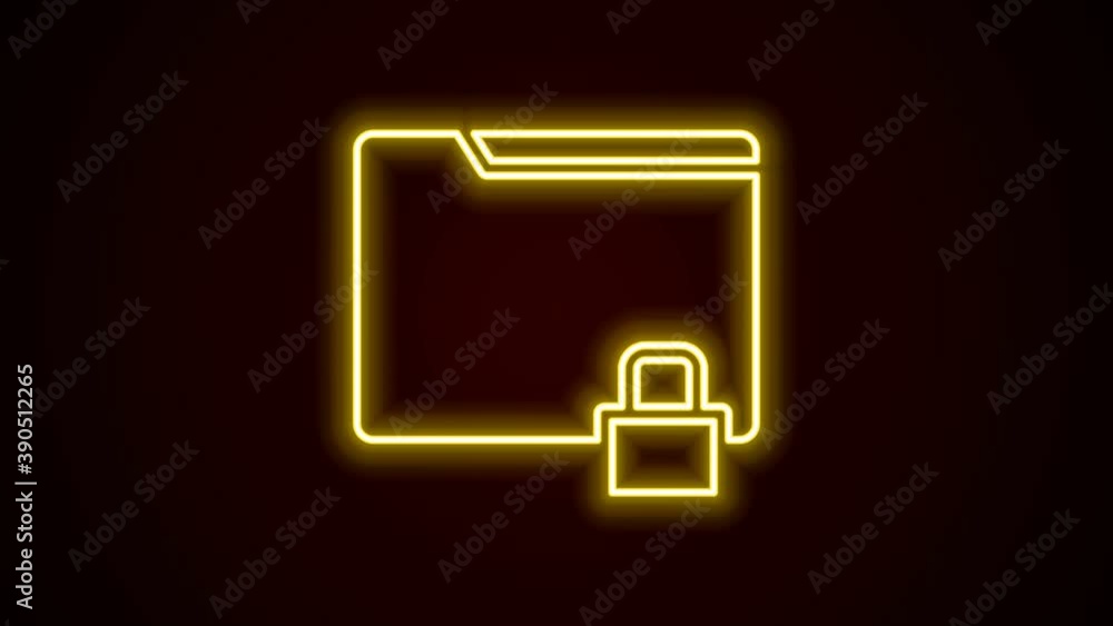 Glowing neon line Folder and lock icon isolated on black background. Closed folder and padlock. Security, safety, protection concept. 4K Video motion graphic animation Glowing neon line Folder and lock icon isolated on black background. Closed folder and padlock. Security, safety, protection concept. 4K Video motion graphic animation