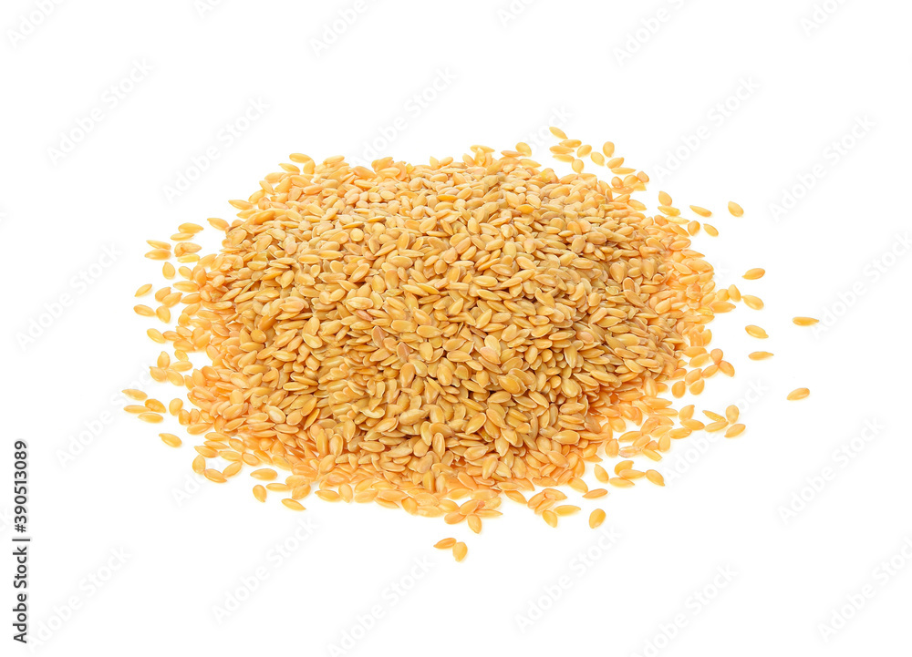 Golden flax seed isolated on white background Golden flax seed isolated on white background