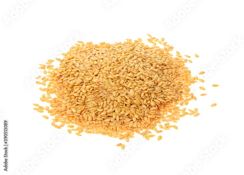 Golden flax seed isolated  on  white background