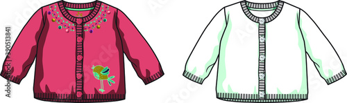 Cardigan vector illustration for girls. Flat sketch