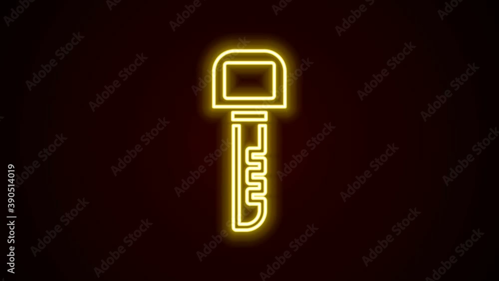 Glowing neon line Key icon isolated on black background. 4K Video motion graphic animation Glowing neon line Key icon isolated on black background. 4K Video motion graphic animation