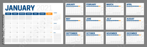 Blue 2021 Business Calendar Design