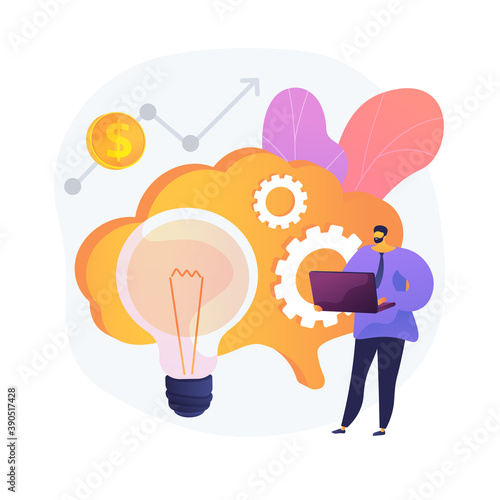 Business intelligence expert. Corporate decision making, data processing, business analytics technologies. Financier, auditor making market trends report. Vector isolated concept metaphor illustration