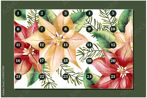 watercolor advent calendar vector design illustration
