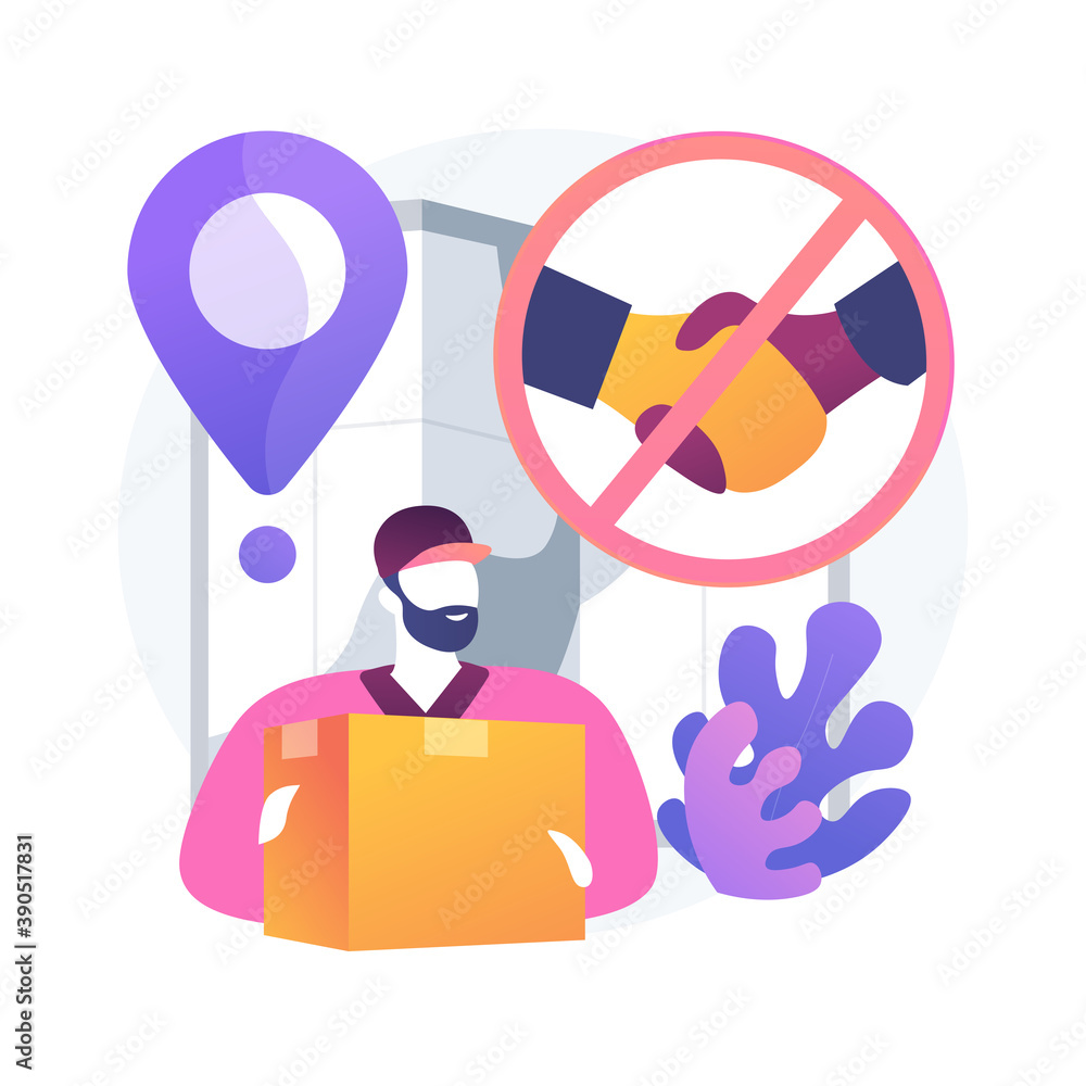 No-contact pick up and delivery abstract concept vector illustration. virus safe delivery, protected transport service, COVID-19 business tranformation, online grocery order abstract metaphor.