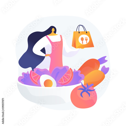Meal prep service abstract concept vector illustration. Healthy meal prep no-contact delivery, prepared fresh daily, virus free food, social distancing, stay home, chef recipe abstract metaphor.