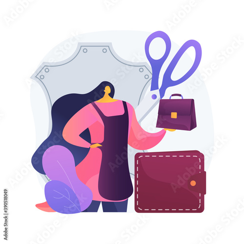 Leather handcraft abstract concept vector illustration. Handmade product, genuine leather apparel, designer bags and footwear, handcrafted goods, online shop, self-made items abstract metaphor.