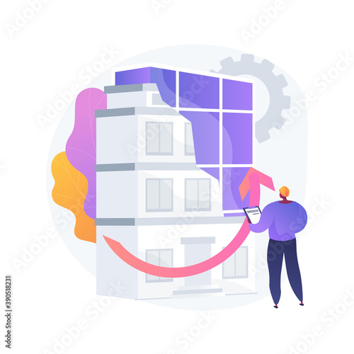 Old buildings modernization abstract concept vector illustration. Building up service, construction modernization solutions, historic buildings insulation, design team abstract metaphor.