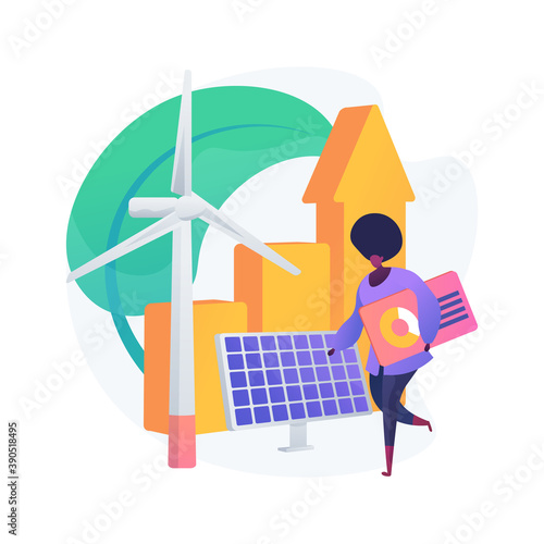 Green economy abstract concept vector illustration. Low carbon global economy, sustainable development, green education, global economic growth, bio circular, climate resilient abstract metaphor.