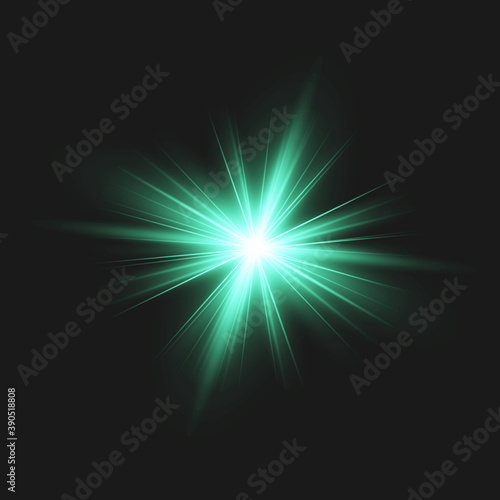 Glow isolated green light effect, lens flare