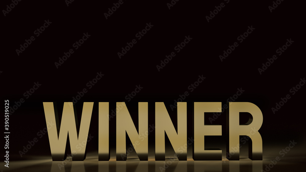 winner text gold surface in black background 3d rendering..