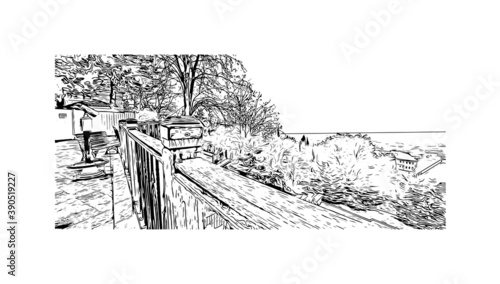 Building view with landmark of Bursa is a large city in northwest Turkey. Hand drawn sketch illustration in vector.     