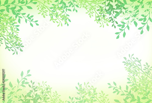 緑と葉の生茂る背景イラストデザイン素材