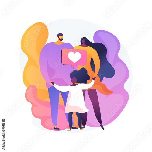 Caring adoptive fathers abstract concept vector illustration. Foster care, father in adoption, happy interracial family, having fun, together at home, childless couple abstract metaphor.