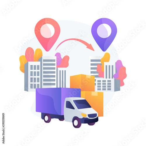 Interurban migration abstract concept vector illustration. Movement of people, census metropolitan area, buying ticket, traveling by plane train car, people with bags suitcases abstract metaphor.