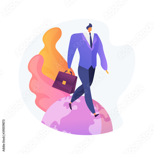 Occupational migration abstract concept vector illustration. Application form, work and travel, crowd of refugees, child migrant workers, foreign citizens, people arriving abstract metaphor.