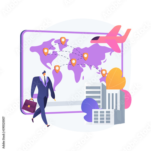 Migratory movement abstract concept vector illustration. Human migration, movement of people, refugee group, travelling with bags and kids, work and study search, asylum seekers abstract metaphor.