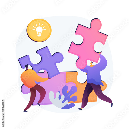 Mutual assistance abstract concept vector illustration. Mutual assistance program, help each other, business support, mobile banking, team work, group of people, shaking hands abstract metaphor.