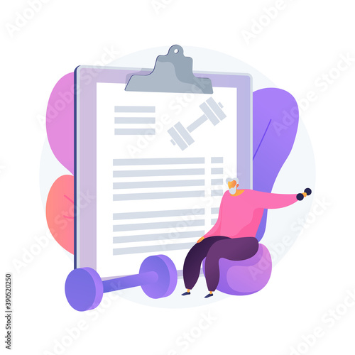 Elder fitness abstract concept vector illustration. Exercise program for seniors, aqua fitness, active lifestyle, health support, fitness program for old people, healthcare abstract metaphor.