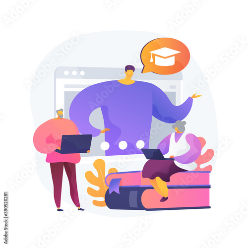 Online learning for seniors abstract concept vector illustration. online courses for seniors, additional education, free online program, learning community, online quizz abstract metaphor.