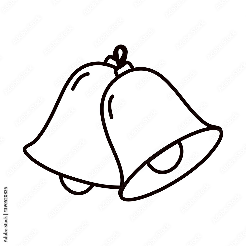 christmas bells icon, line style