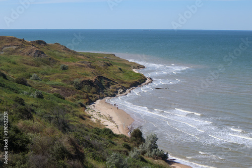 Beach on the coast of the sea of Azov. Kuchuguri