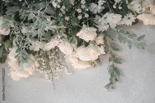 white rose on the wedding decoration