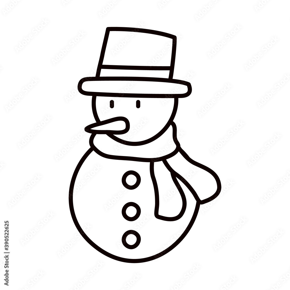 cartoon snowman icon, line style cartoon snowman icon, line style