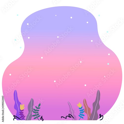 Fondo abstracto navideño con nieve y plantas