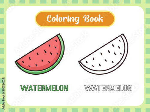 watermelon colouring book for kids learning exercise design vector