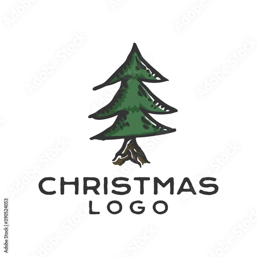 merry christmas design vector. christmas tree abstract logo.