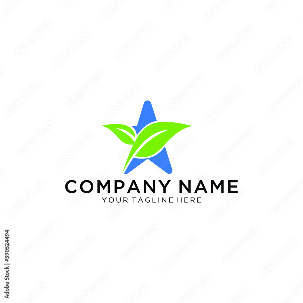 Leaf Green Star Icon Vector Logo Design Template Leaf Green Star Icon Vector Logo Design Template