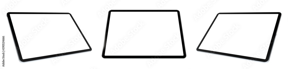 Empty screen tablet computer mock-up view on white background
 - obrazy, fototapety, plakaty 