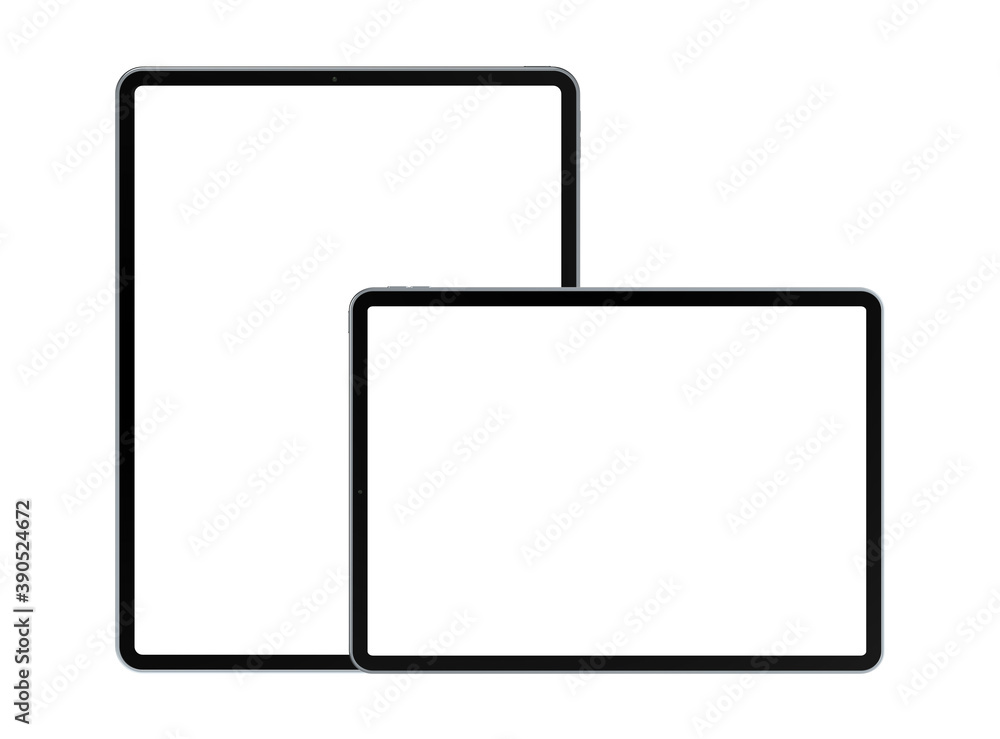 Empty screen tablet computer mock-up view on white background
Empty screen tablet computer mock-up view on white background