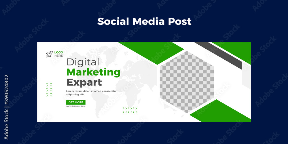 Digital business marketing banner for social media post template in Illustrator