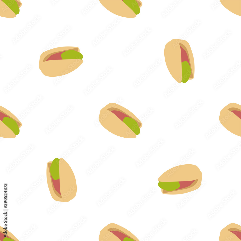 Fototapeta premium Pistachio nuts in the shell. Vector pattern