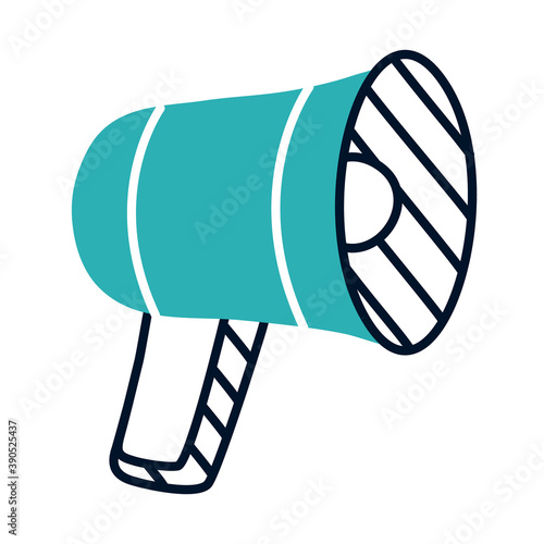 megaphone device icon, half line half color style