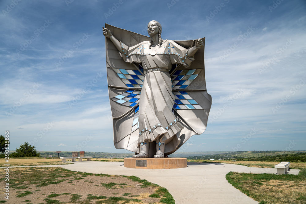 Chamberlain, South Dakota July 24, 2020 Dignity Statue in a