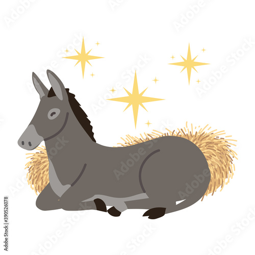 nativity, manger donkey animal cartoon