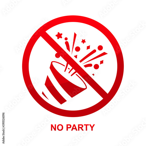 No party sign isolated on white background vector illustration.