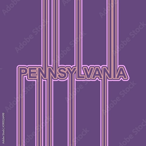 Image relative to USA travel. Pennsylvania state name in geometry style design. Creative vintage typography poster concept.