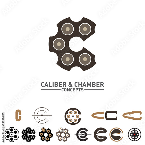 C letter Caliber and Chamber concepts  symbol set