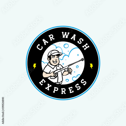 Mascot cartoon character for car wash company business