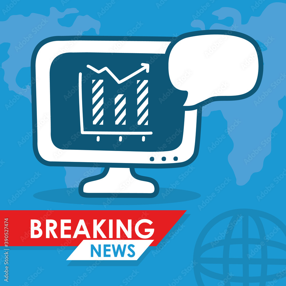 breaking news design with computer and speech bubble, colorful design breaking news design with computer and speech bubble, colorful design