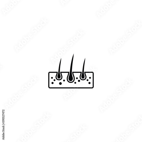 Black Hair Follicle Icon Isolated on White Background