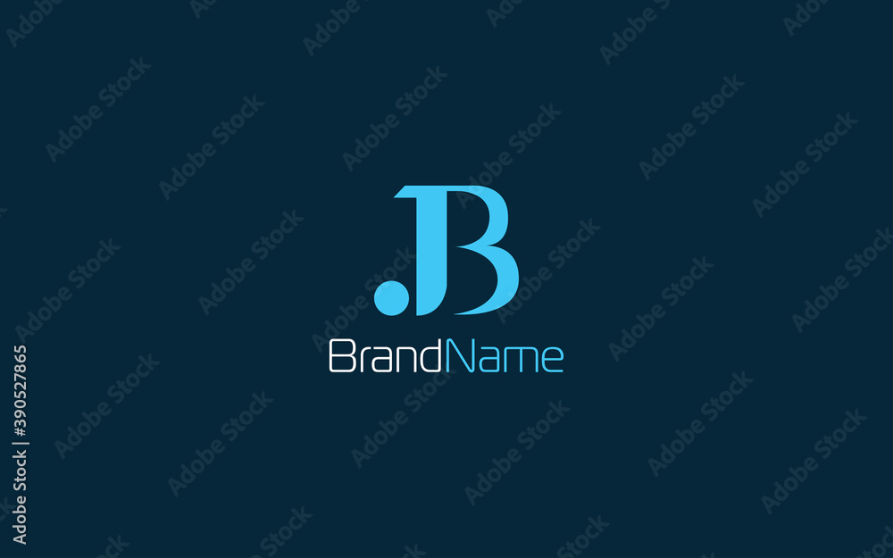 Letter J and B logo formed with simple shape in blue color Stock