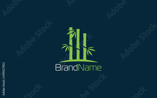 Bamboo logos formed with simply and modern shaped  in green color