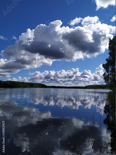 clouds over lake