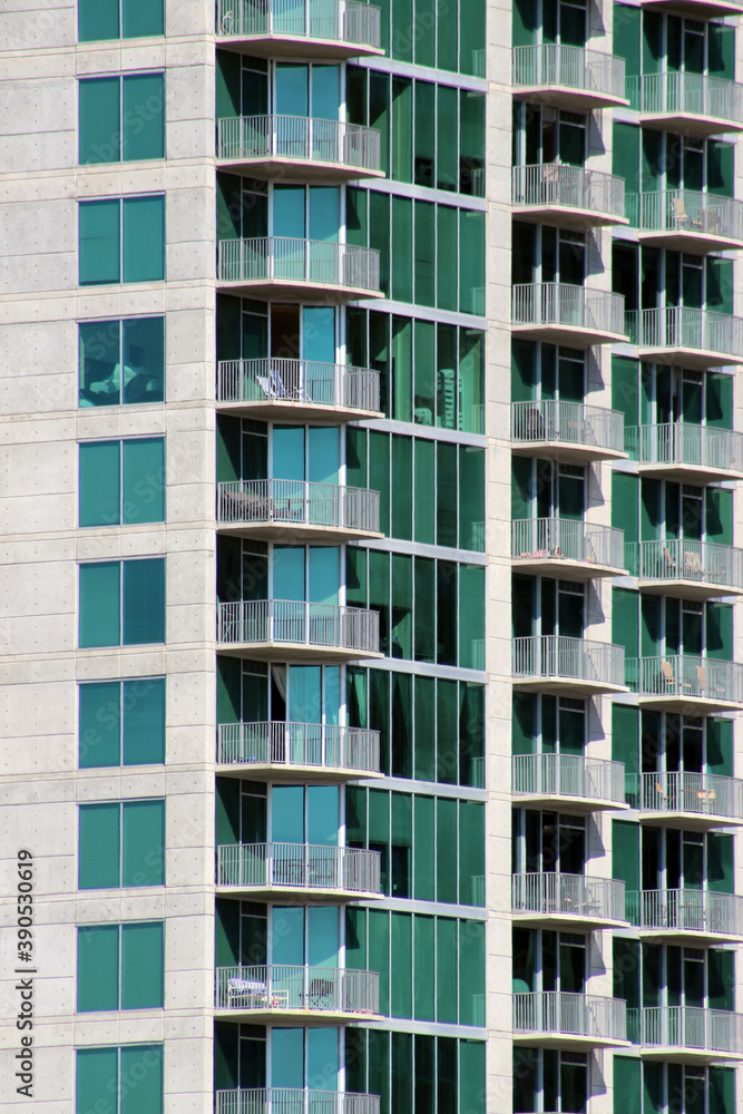 Highrises, cityscape and memorial buildings in the metro Atlanta area.